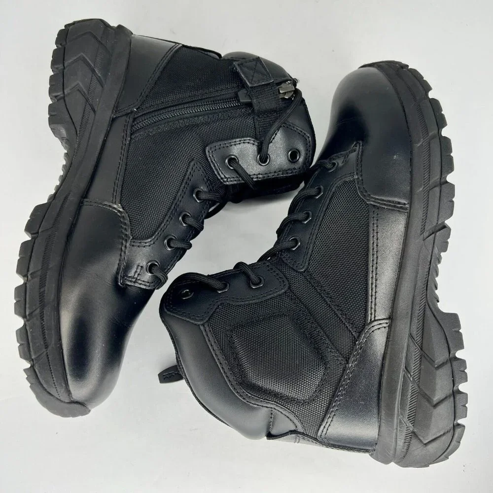 Interceptor Mens MNIN48DP001 Black Leather Mid Lace Up Size 7.5 Combat Boots
